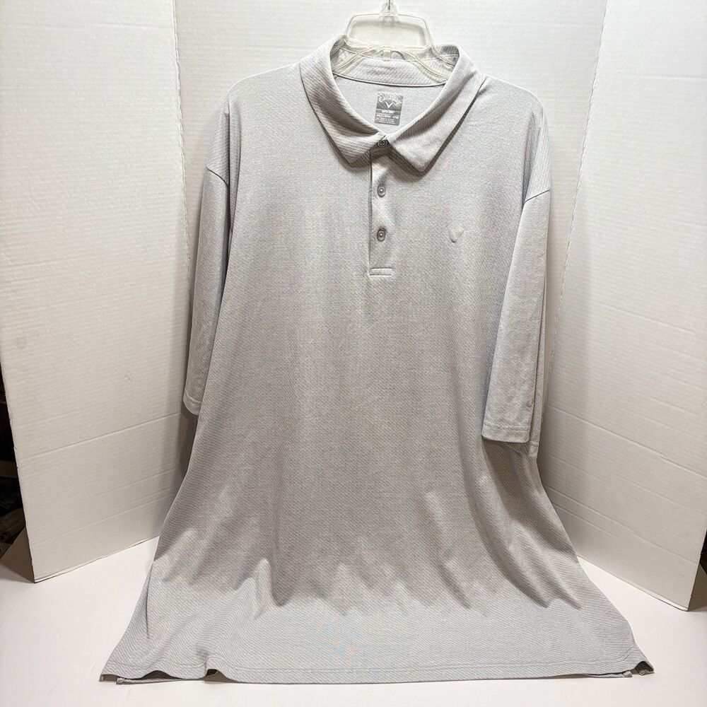 Callaway Men’s Polo Shirt 4XLT Light Gray Short Sleeve Chevron Golf Casual
